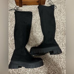 Fashion nova black suede boot size 8